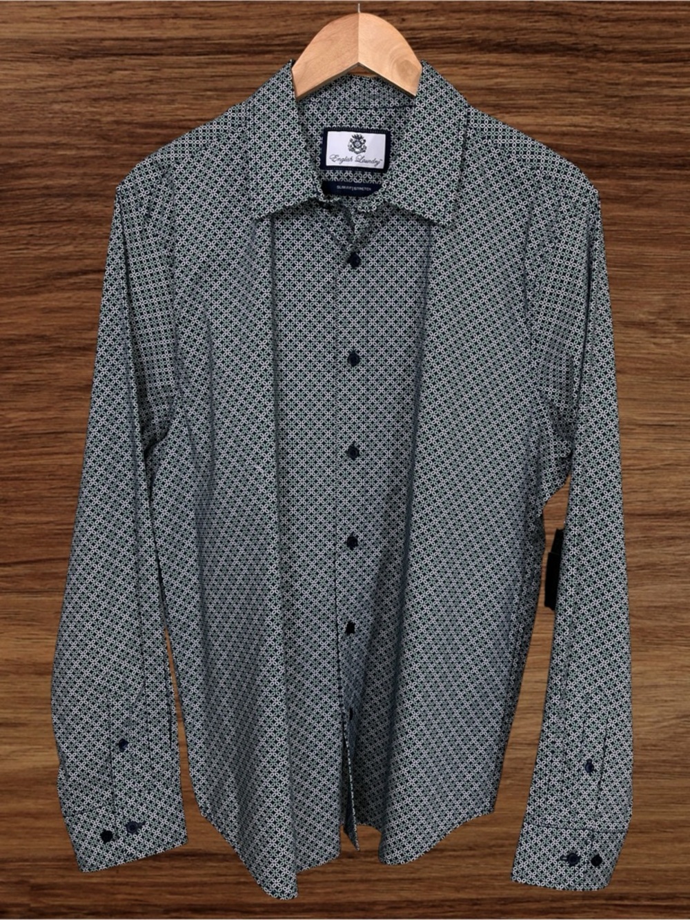 English Laundry Slim Fit | Stretch, Green LS Dress Shirt. Size Large